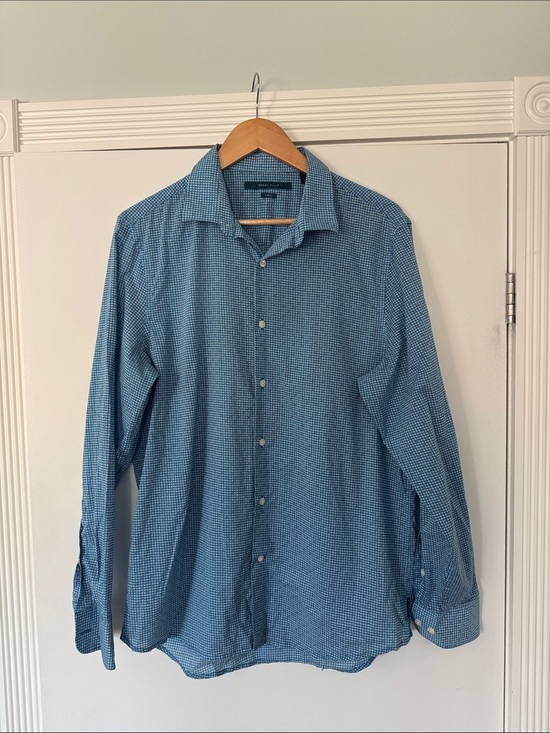 Perry Ellis Other - Perry Ellis Blue Micro-Check Button-Down Shirt
